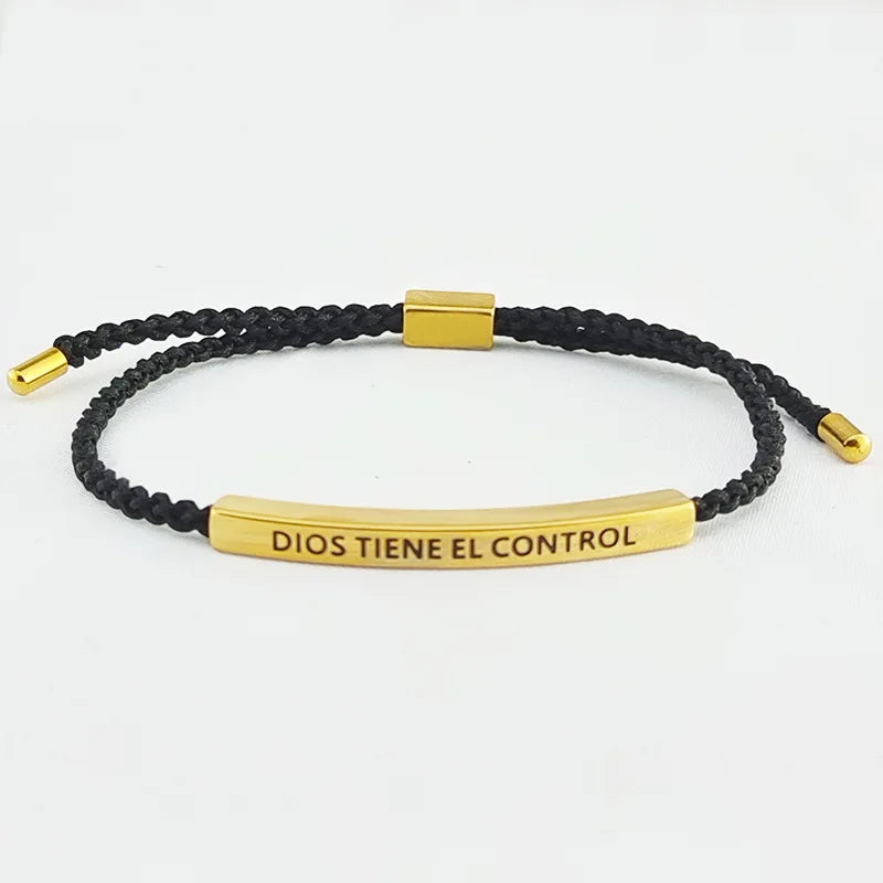 Wholesale Stainless Steel Engraved Tube Bracelet Gold & Silver Plated Adjustable Cord Bracelets for Unisex