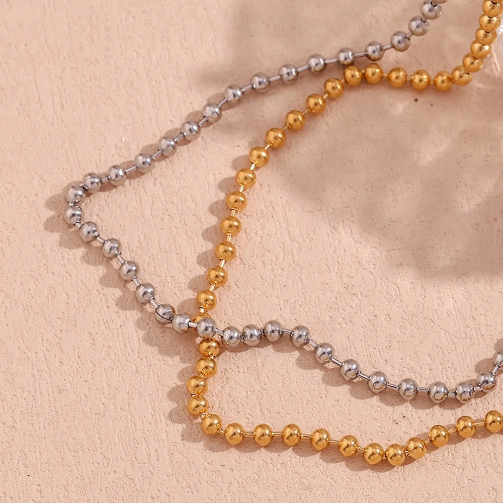 Guarantee Dreamshow Stainless Steel Bead Necklace Waterproof Gold Plated Jewelry Anti Tarnish Chain Necklace Choker