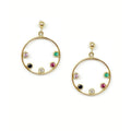 LOZRUNVE Delicate Colorful AAAAA CZ Stone Bohemian Circle Dangling Earring Sterling Silver 925