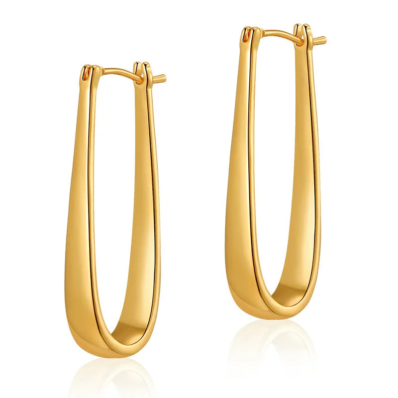 Wholesale Waterproof 3161PVD Tarnish Free 14K18K Gold Plated Stainless Steel Jewelry Fashion Chunky Big Hoop Earrings for Women