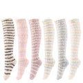 Fuzzy Color Coral Fleece Color Stripes Pattern Autumn Winter Slouchy Warm Long Socks Women Girls