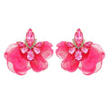 Kaimei 2022 Earrings New Korean Fashion Chiffon Flower Earrings for Women Luxury Crystal Statement Jewelry Cute Summer Earrings