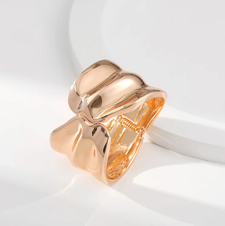 High Quality New Boho Wide Gold Line Cuff Open Bracelet Punk Crystal Snake Shape Bracelet Adjustable Wrist Accessories Girls Jew
