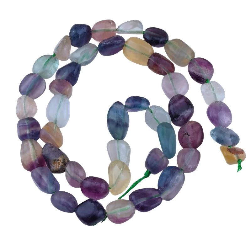 Fashion 8-12mm Tumbled Rough Raw Stone Bead String Mixed Color Fluorite Tumble Beads for Women