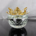 Gold champagne Diamond Glass Dish Crystal Jewelry Trinket Boxes with Lotus Lid MH-QT0483