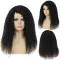 X-TRESS New 18 Inch Kinky Curly Synthetic Mixed 30% Human Hair Wigs for Black Women Middle Part Natural Color Long Wavy Wigs