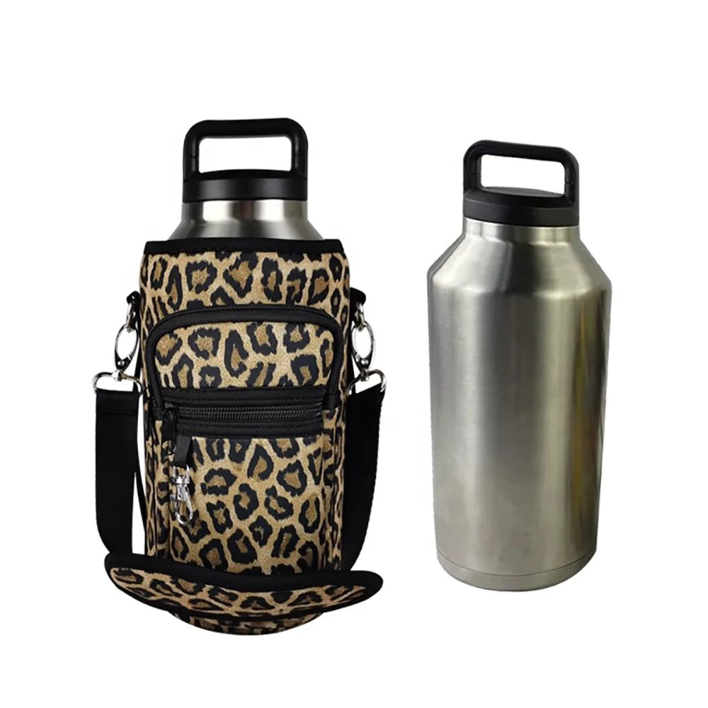 Adjustable Shoulder Hand Strap 2 Pocket Sling Water Bottle Carrier Bag Bottle Holder