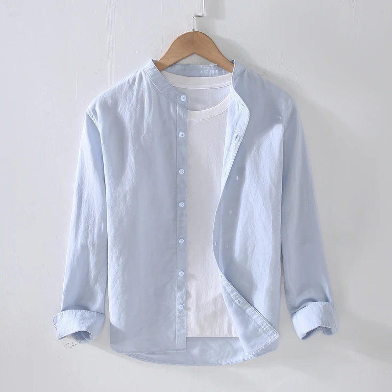 High Quality Linen Men's Long Sleeve Shirt Comfortable Casual Style Spring Autumn Quick Dry Breathable Hot Sale Low MOQ 2XL ODM