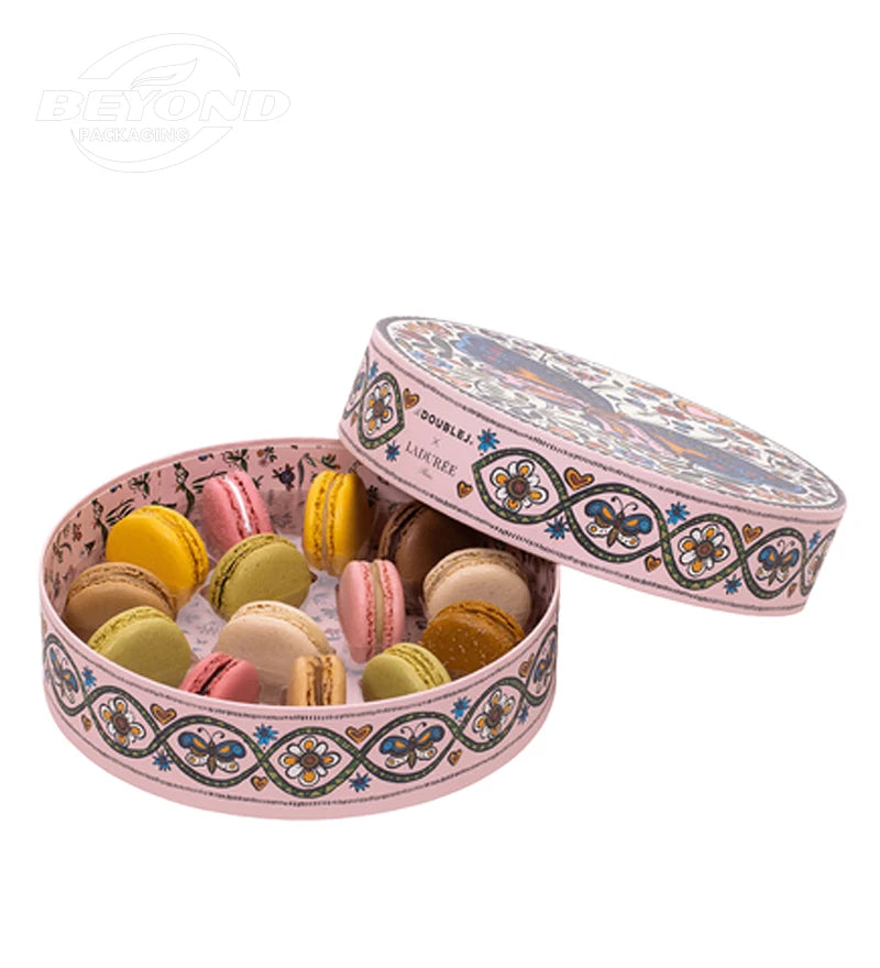 Wholesale Food Grade Chocolate Macron Kraft Paper Tube Boxes Packaging Customized Printed with Rolled Edge Cylinder Canister