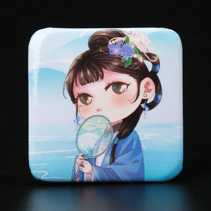Vograce Cheap High Quality Cartoon Anime Custom Make Your Own Design Logo Printed Square Tin Button Badge Pin