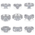 925 Sterling Silver Jewelry Manufacturer Round Brilliant Cut Rhodium Plated White Zirconia Rings for Engagement Wholesale