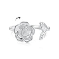 Dylam Fancy Stylish Jewelry Women 925 Sterling Silver Rhodium 18K Gold Plated Adjustable Rotatable Rose Flower Anxiety Rings