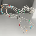 925 Sterling Silver Trendy Design Seed Bead Necklace Enamel Colorful Beaded Chain for Beach Geometric Pattern Party Gift