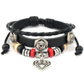 New Fashion Genuine Leather Charm Bracelets with Rose & Heart Pendant Wholesale for Men and Women