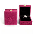 High Grade Flower Design Rosy Velvet Jewelry Wedding Ring Storage Package Box