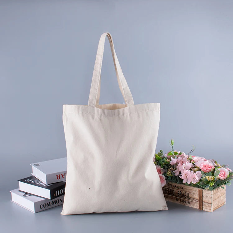 Wholesale Custom Print Logo Cheap Recycled Shopping Bags Plain White Blank Cotton Canvas Tote Bag With Customized