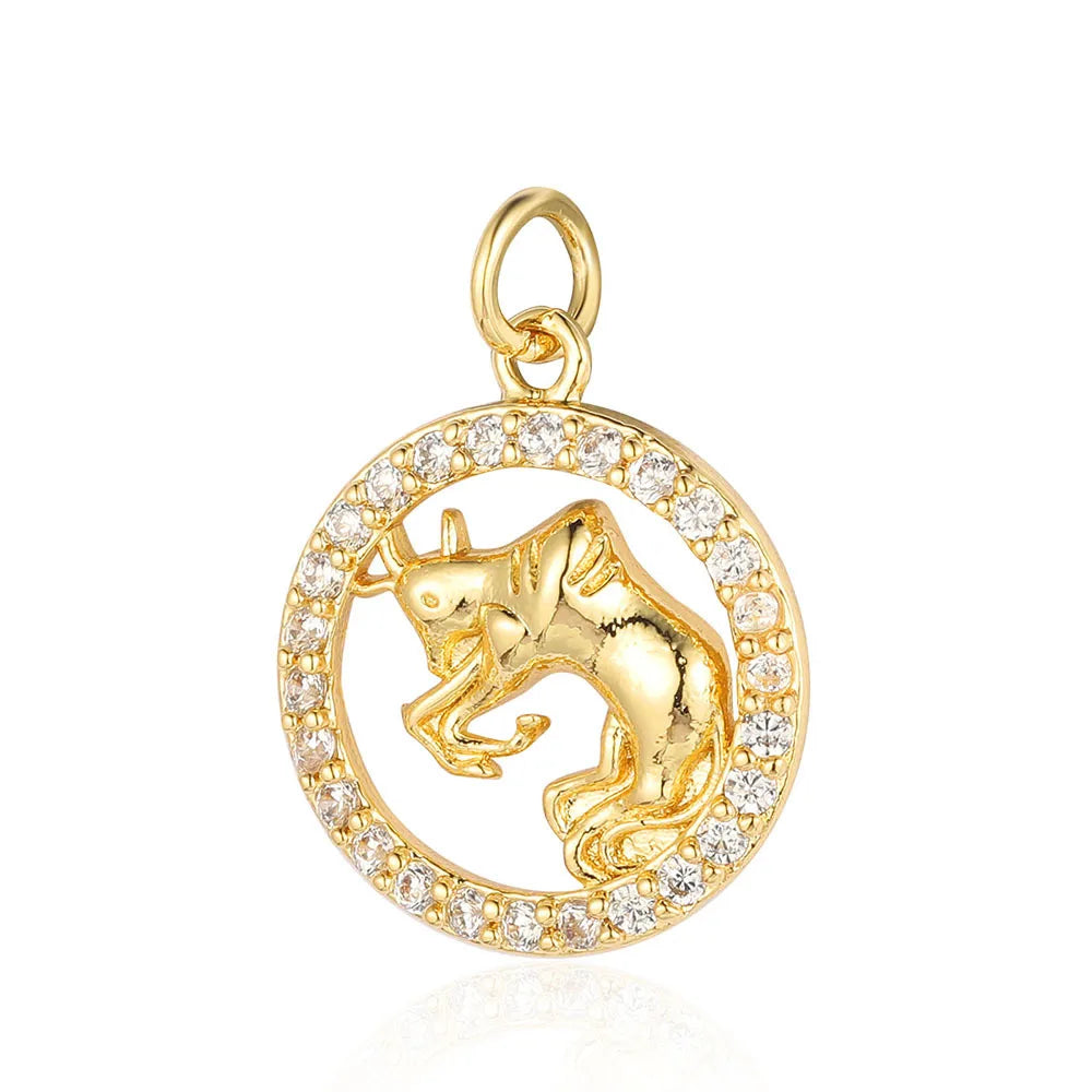 Beimai OEM Charms for Jewelry Making Silver Gold Zodiac Copper Zircon Pendant DIY Accessories