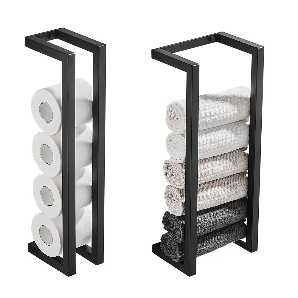 Modern Stainless Steel Matt Black Wall-Mounted Bathroom Accessories Includes Towel Bar and Toilet Paper Holder for Hotels