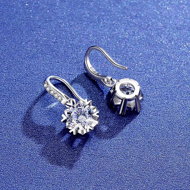Certified 925 Sterling Silver Moissanite Diamond Stud Earrings Drop Design for Women