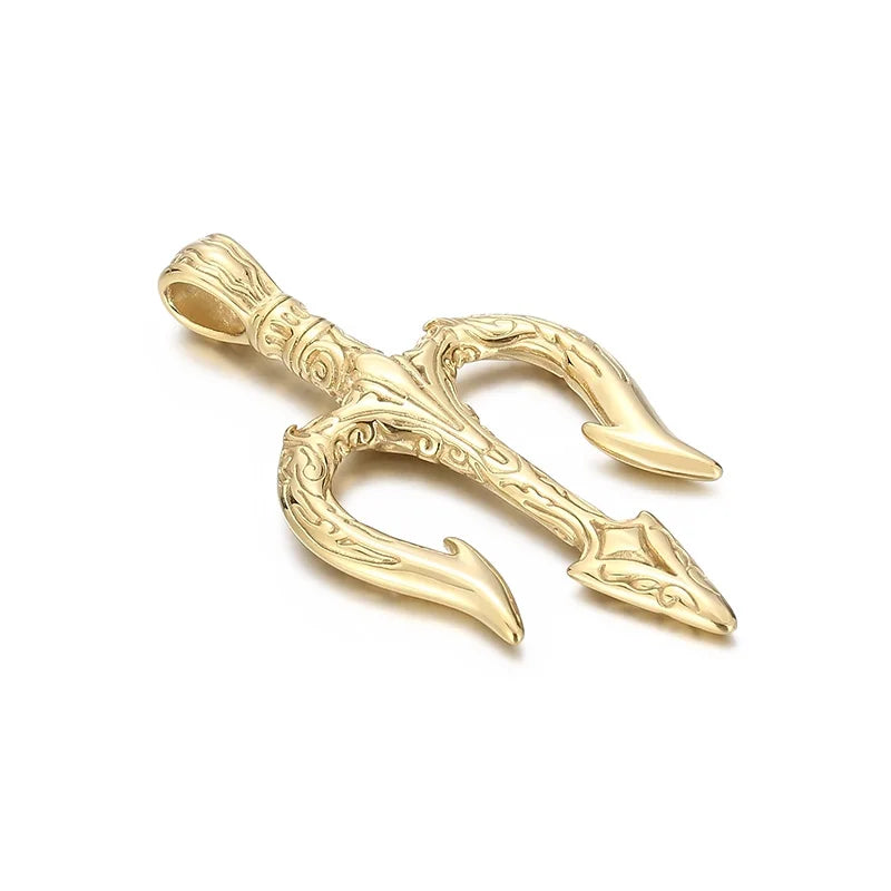 KALEN Unisex Fashion Silver/Gold/Black Stainless Steel Trident Pendant