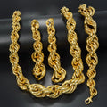 Custom Dubai Luxury Statement 18k Gold Plated Twist Necklace Bracelet Earring Jewelry Sets Women