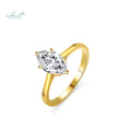 14K Yellow Gold Plated Brilliant Cut 1 Carat Diamond Test Past D Color Marquise Moissanite Ring for Women Wedding Fine Jewelry