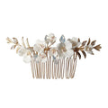 Elegant Fashionable Ceramic Flowers Wedding Hair Comb with Freshwater Pearls Beauty Hair Accessories for Women Bridal Headpiece