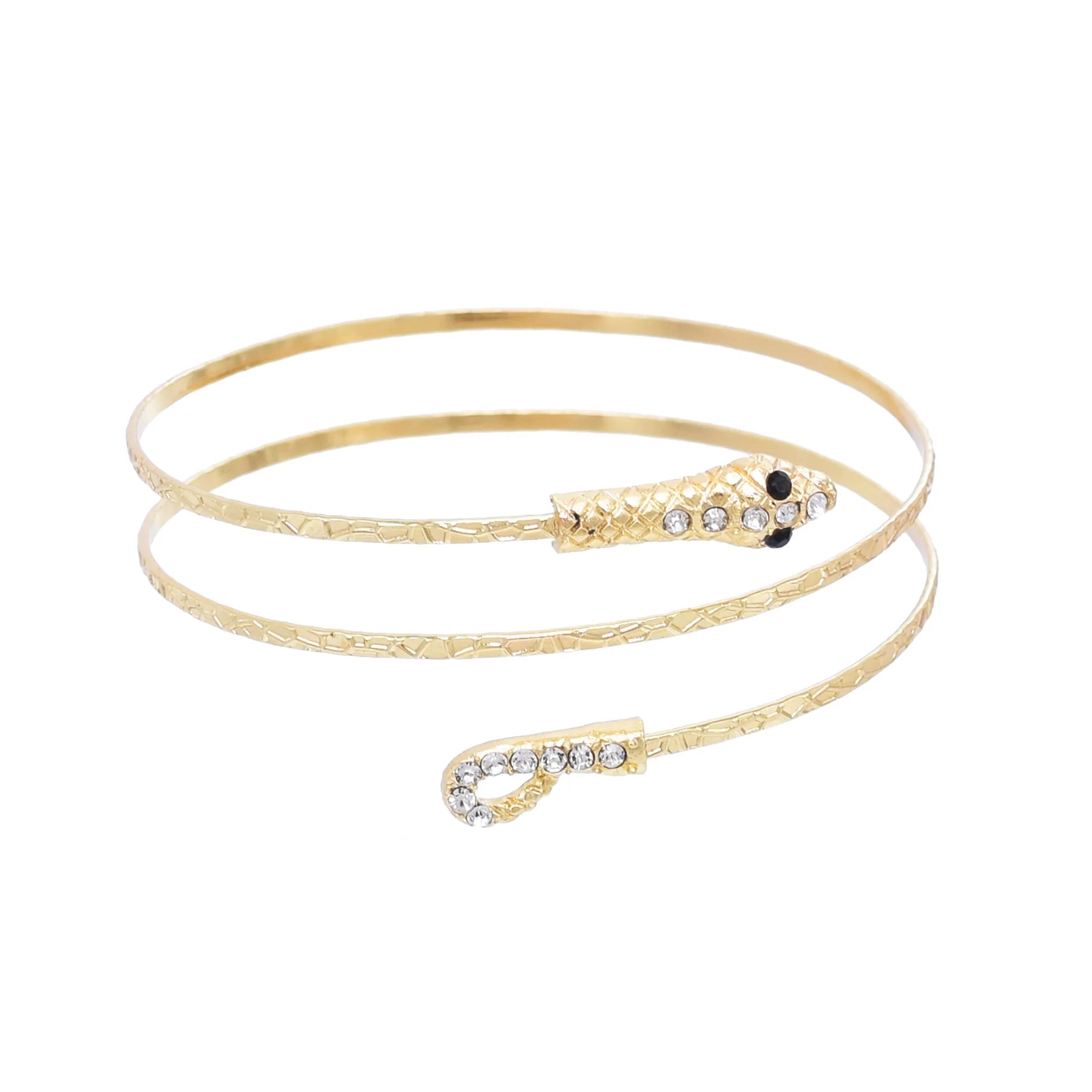 European Luxury Handmade Fashion Bracelet Simple Irregular Lines Snake-Shaped Metal Rhinestone Cross-Border Light Luxury Bangles