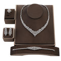 Echsio Bridal Party Jewelry Set Luxury Vintage Design Copper Silver Plated Cubic Zircon Accessories for Women Retail CN2170