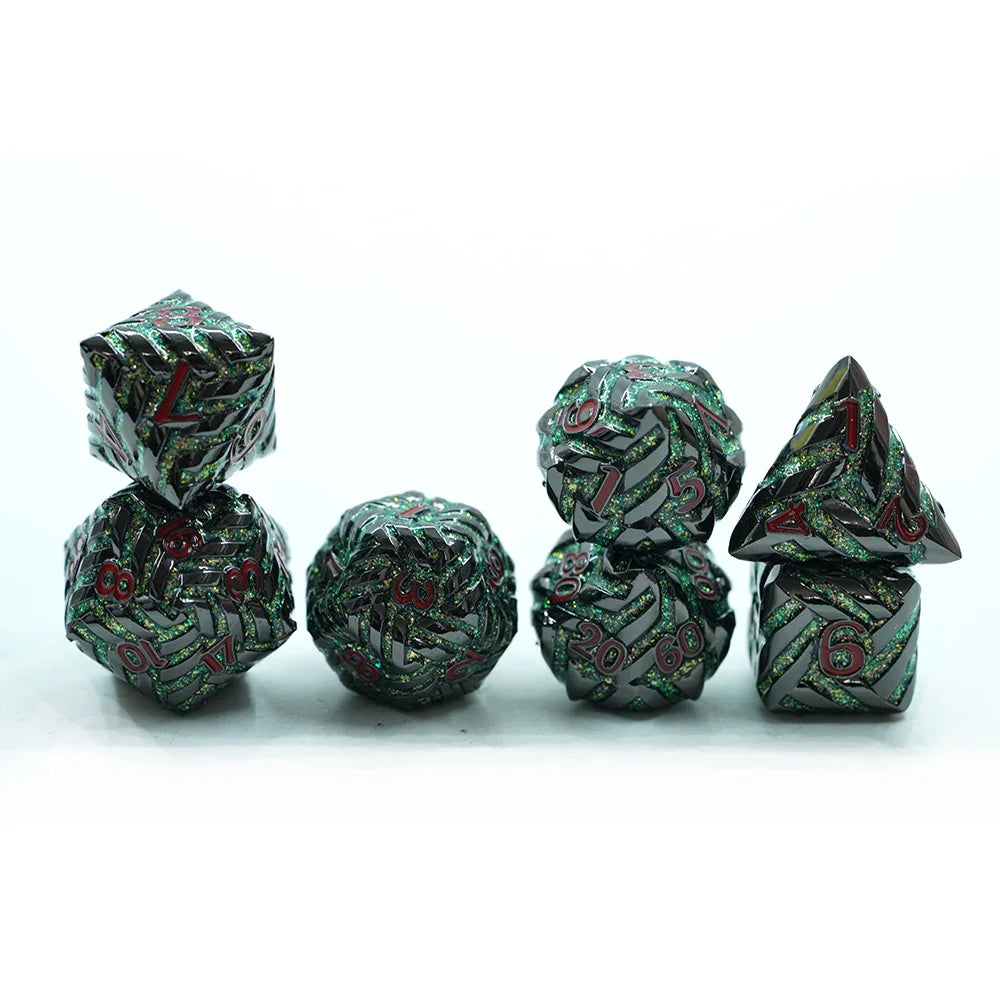Factory Price Custom 7pcs Polyhedral Metal Dice Set 16mm Round Edge for Desktop DND Games