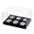 Food Grade Thick Plastic Clear Square Cupcake Box for 2/4/6/12 Cavity Cupcakes With Black White Inner Support Box