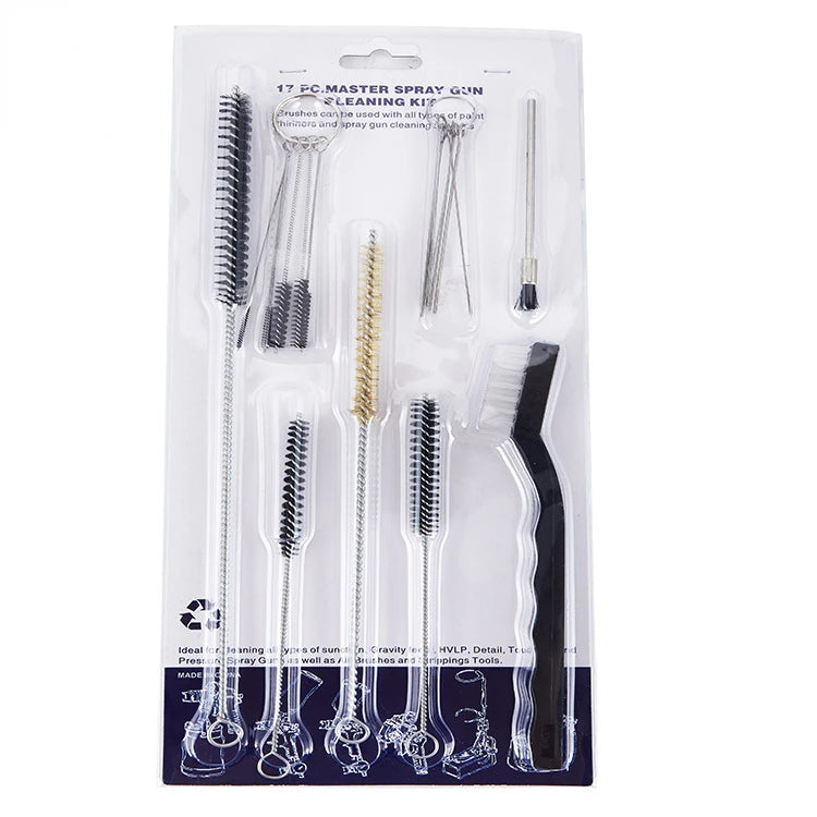 17pcs Black Pipe Cleaning Brush Auto Parts Household Stove Daily Necessities Mechanical Cleaning Copper Stainless Steel Wire