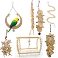 Durable 7-Piece Combination Bird Toy Set Wood Parrot Chew Toy for Small Animals Bird Supplies with Bag Packed