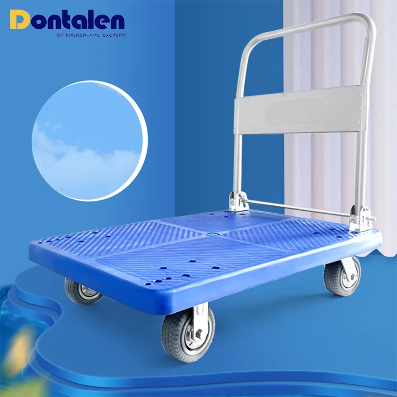 Dontalen Plastic Folding Express Silent Portable Pull Van Moving Cart Flat Car Moving Dolly Trolley Cart