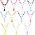 Women Girls Punk Hip Hop Resin Jelly Charm Pendant Double Layered Acrylic Chain Colorful Candy Gummy Bear Necklace With Bear
