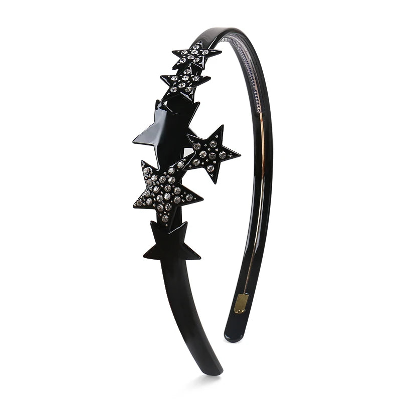 SHINE Rhinestone Girls Hair Accessories Non-slip French Acetate Star Hairband Perfect Birthday Gift Girls Headband