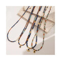 Lapis Lazuli Malachite Natural Stone Beaded Handmade Necklace Stainless Steel Geometric Pendant Freshwater Beaded Necklace