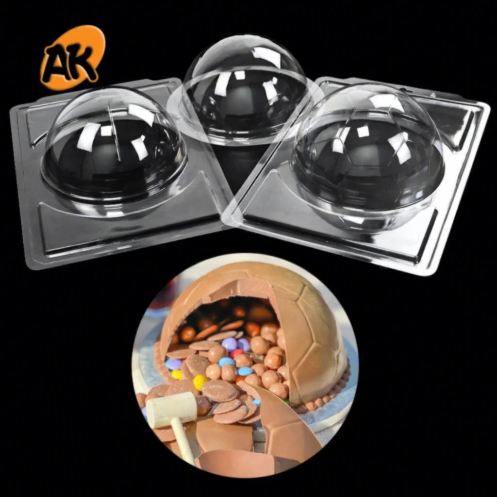 AK Custom 3D Football Plastic Chocolate Mold Tray Handmade Candy Mold Decorating Tool for Bomb Ball Making Cake Tools