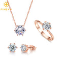 American Women Rose Gold Plated Diamond Round Cubic Zirconia Necklace Earrings Ring Bridal Jewellery Wedding Jewelry Sets