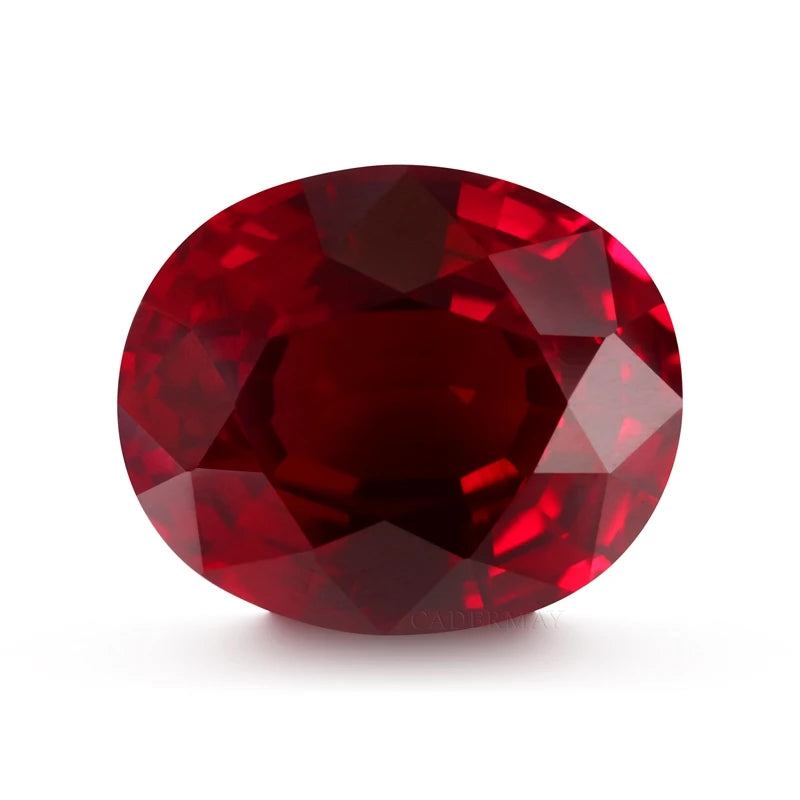Synthetic Ruby Oval Thai Cut Pagoda Cut No Crack Pigeon Blood Ruby Gemstone Clear One
