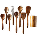 Natural Safety Acacia Wood & Bamboo Eco-Friendly 5-Piece Kitchen Cookware Cooking Tools Set