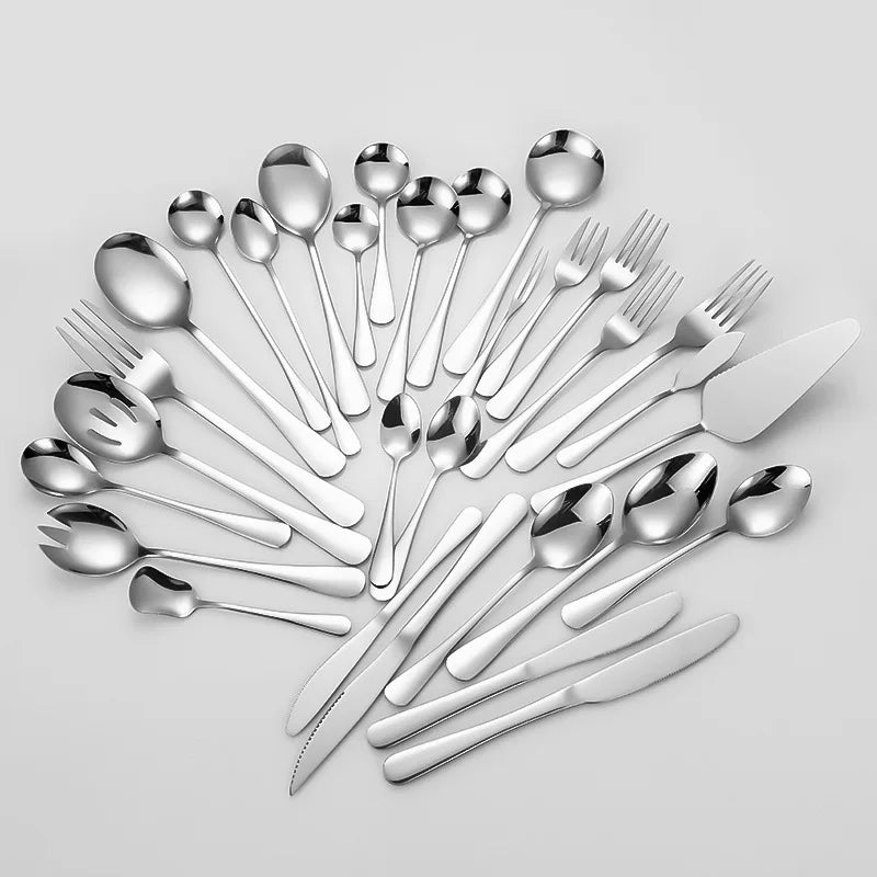Silverware Set With Serving Utensil Heavy Duty Stainless Steel Cutlery Sets for Home Restaurant Mirror Finish Dishwasher Safe 12