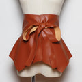 Women PU Lace up Belt New Bowknot Belts for Women Longer Wide Waistband Ties Bow Ladies Dress Decoration