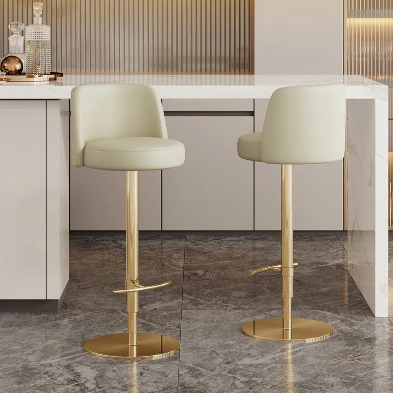 Hotel Stainless Steel Bar Stool Chair Lift Revolving Leather Dining High Stool for Home