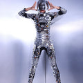 Women singer stage show sparkly jumpsuit mirror bodysuit Stage Performance Wear bar costume