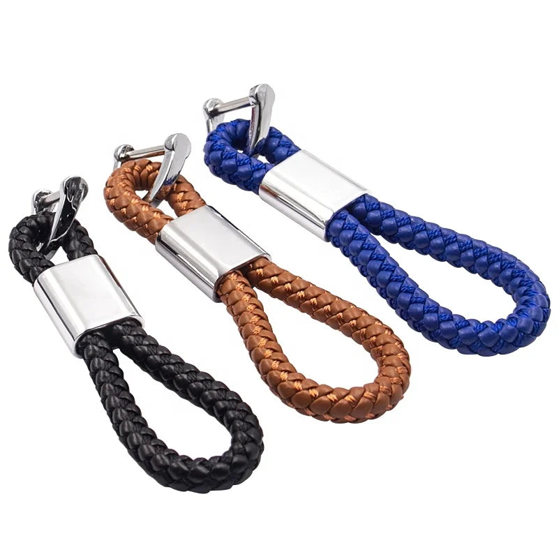 Leather Hand Woven Keychain Metal Key Rings Chains Best Gifts Car Key Holder for Mercedes Benz VW TOYOTA AUDI BMW Auto Keyring