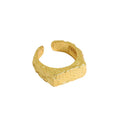 New Design 925 Sterling Silver Chunky Adjustable Rings Chic 18k Gold Plated Texture Open Ring