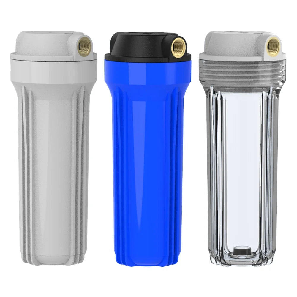 10inch Transparent White Blue Filter Housing with 1/2 Interface Filter Cartridge Housing