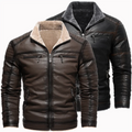 Wholesale Winter Warm PU Jackets Plus Fleece Casual Men's Plush Warm Jacket Coats
