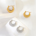 Fenny 18K Gold-plated Wholesale Personality Retro C-shaped Love Embellished Hoop Stainless Steel Earring for Women